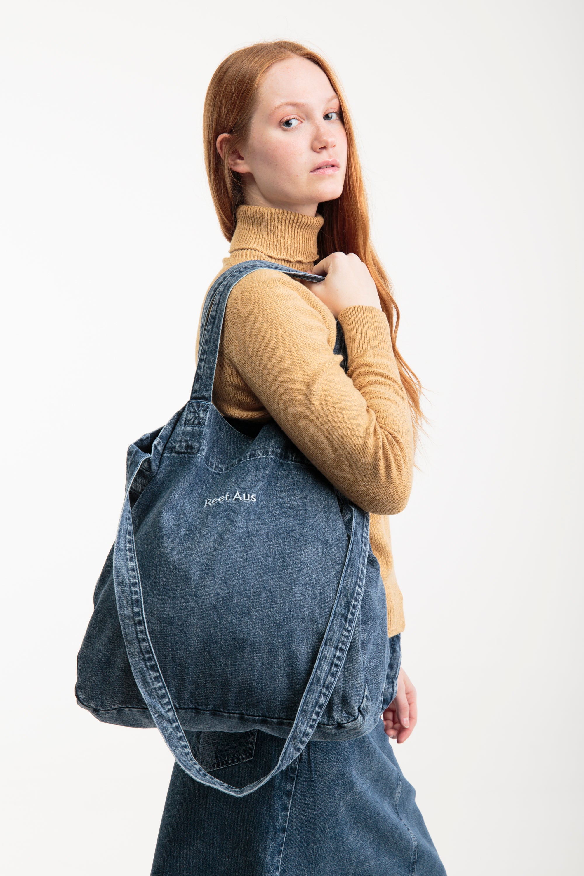 Recycled Denim Tote Bag Blue, Reet Aus - Main Image