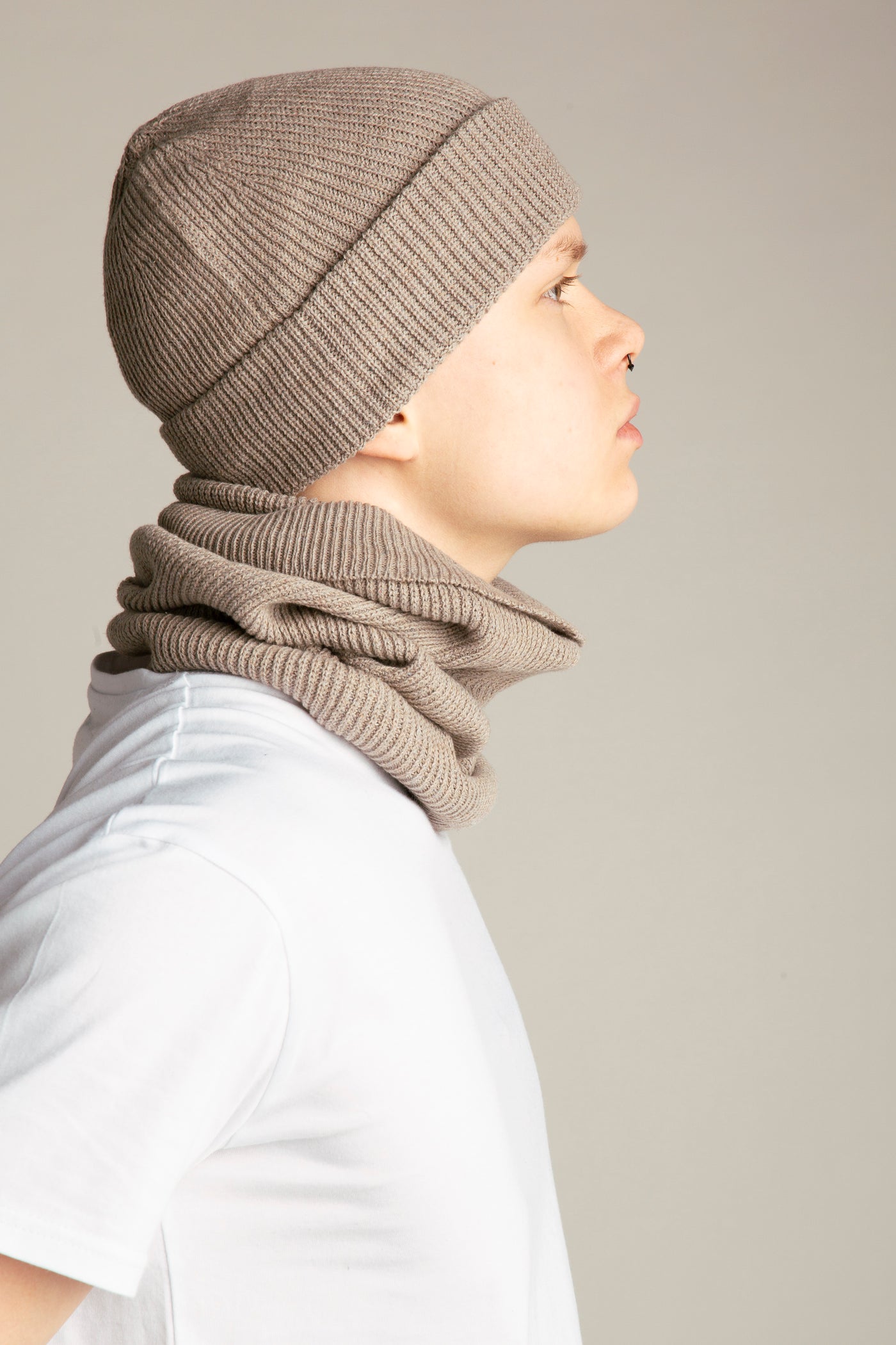 Seamless Tube Scarf from recycled yarn | Beige