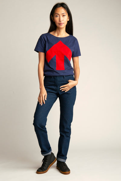 Up-shirt for women | Dark blue, red