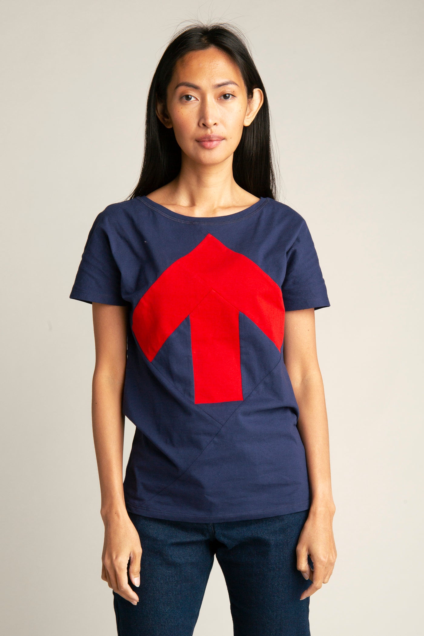 Up-shirt for women | Dark blue, red