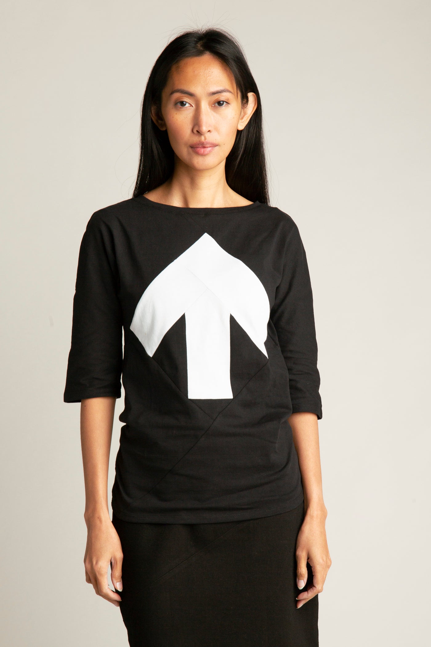 Up-shirt for women, 3/4 sleeves | Black, white