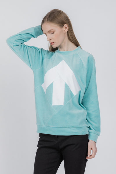 Sweatshirt for women | Aqua, white - Reet Aus