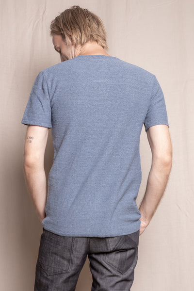 Knitted t-shirt from recycled denim | Blue - Reet Aus