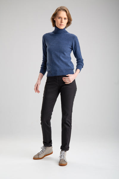 Women's seamless turtleneck sweater | Dark blue