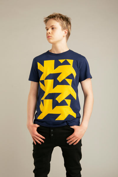 AUS/KARU Löwen-Up-Shirt für Herren | Blau, gelb