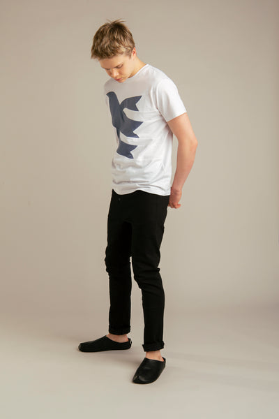 Up-shirt for men, Dove motif | White, misty blue
