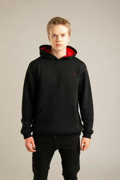 Hoodie with arrow embroidery for men | Black, red