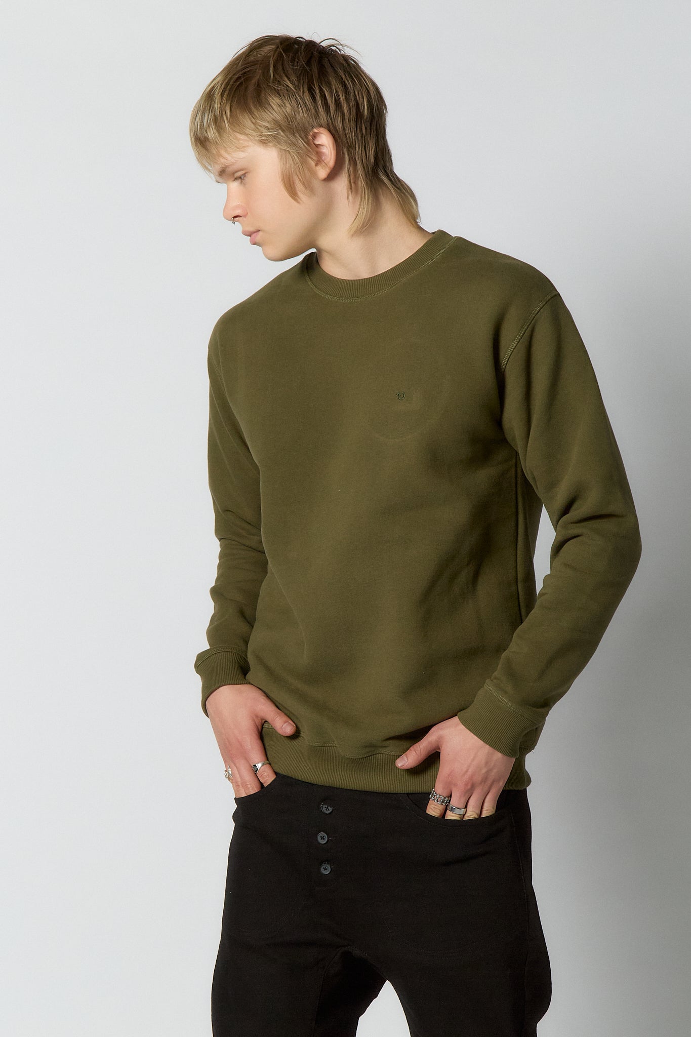 Basic Sweatshirt for Men | Olive green