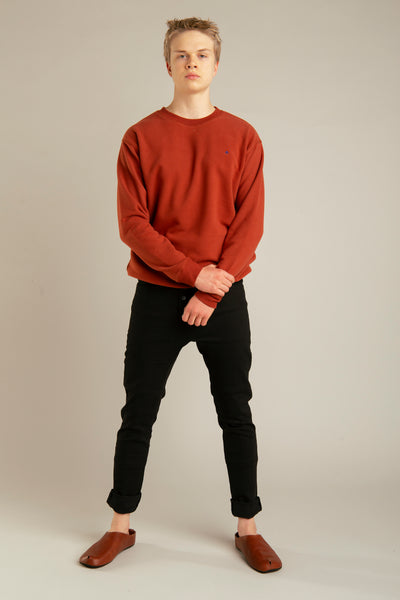 Basic sweatshirt with arrow embroidery for men | Brick red