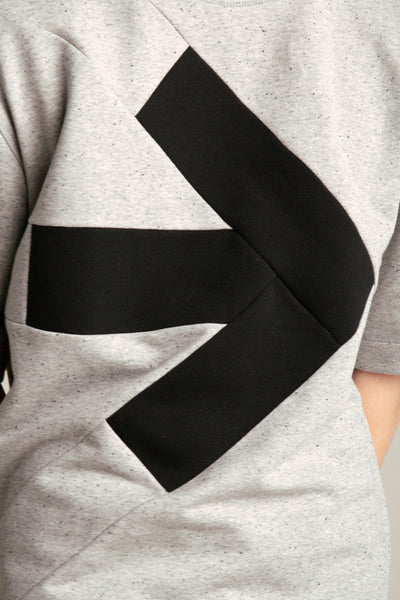 Men's Oversized T-Shirt with Arrow | Grey, black