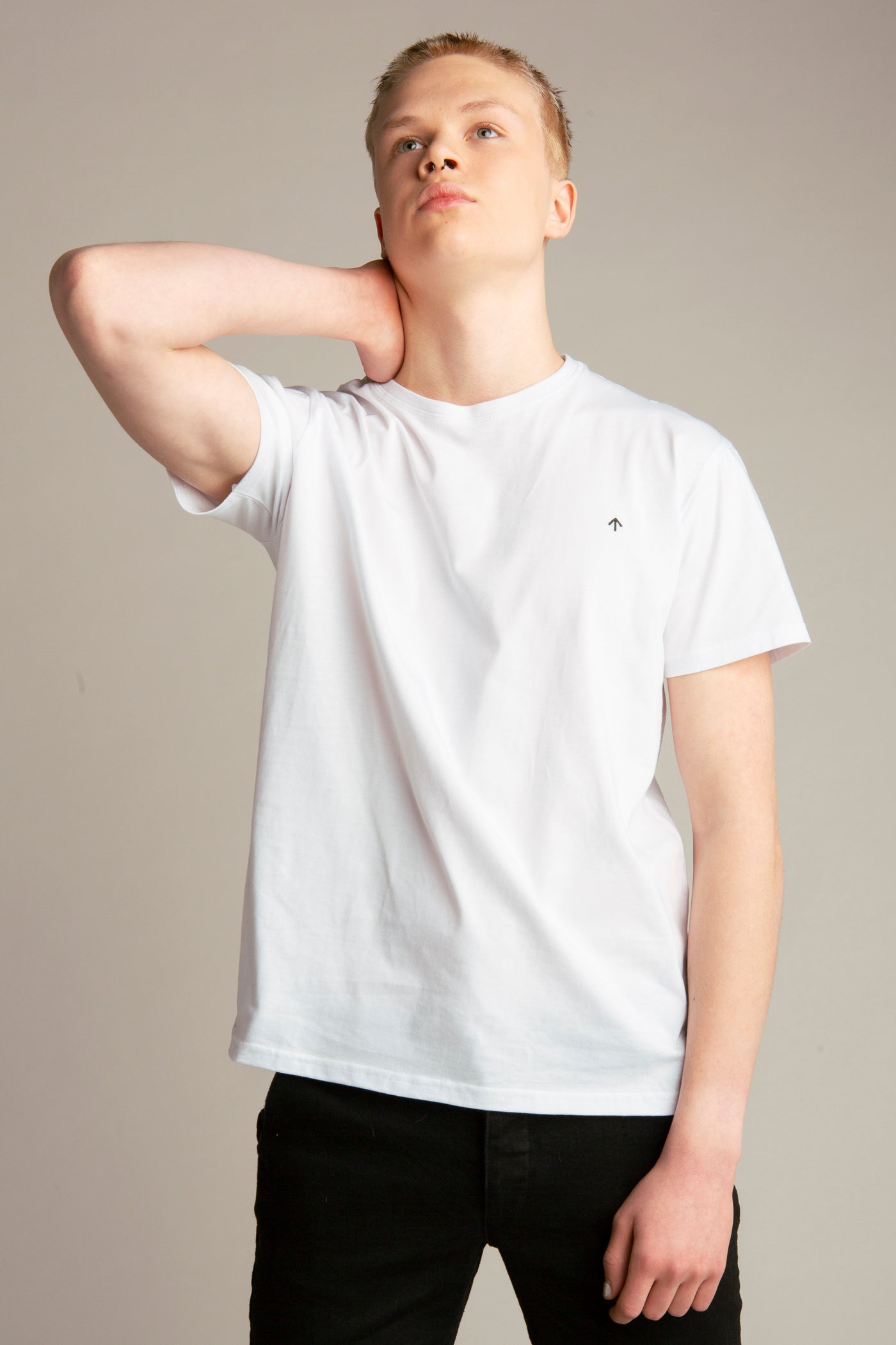 Basic-T-Shirt mit Pfeil-Stickerei für Herren | Weiß