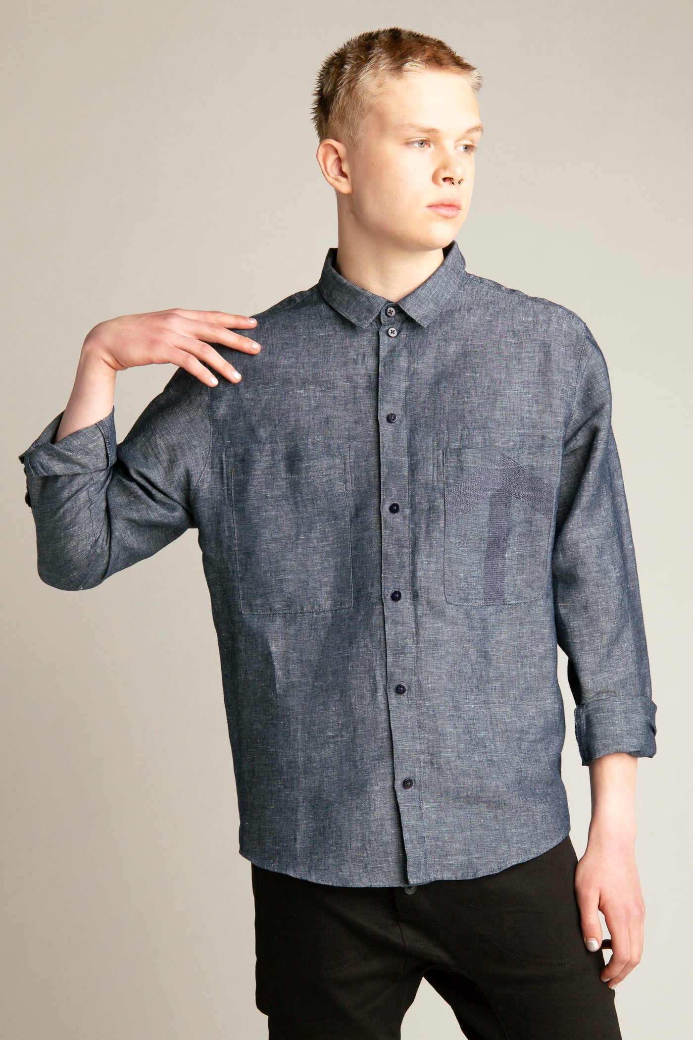 Denim Linen Shirt for Men | Blue