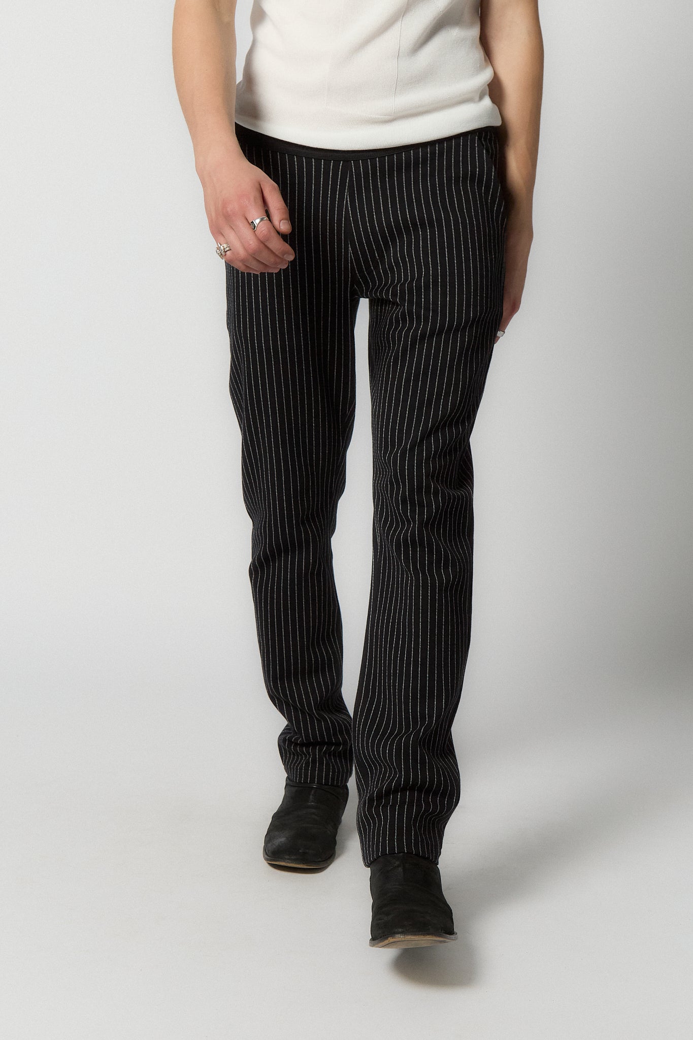 Straight Trousers for Men | Black-White