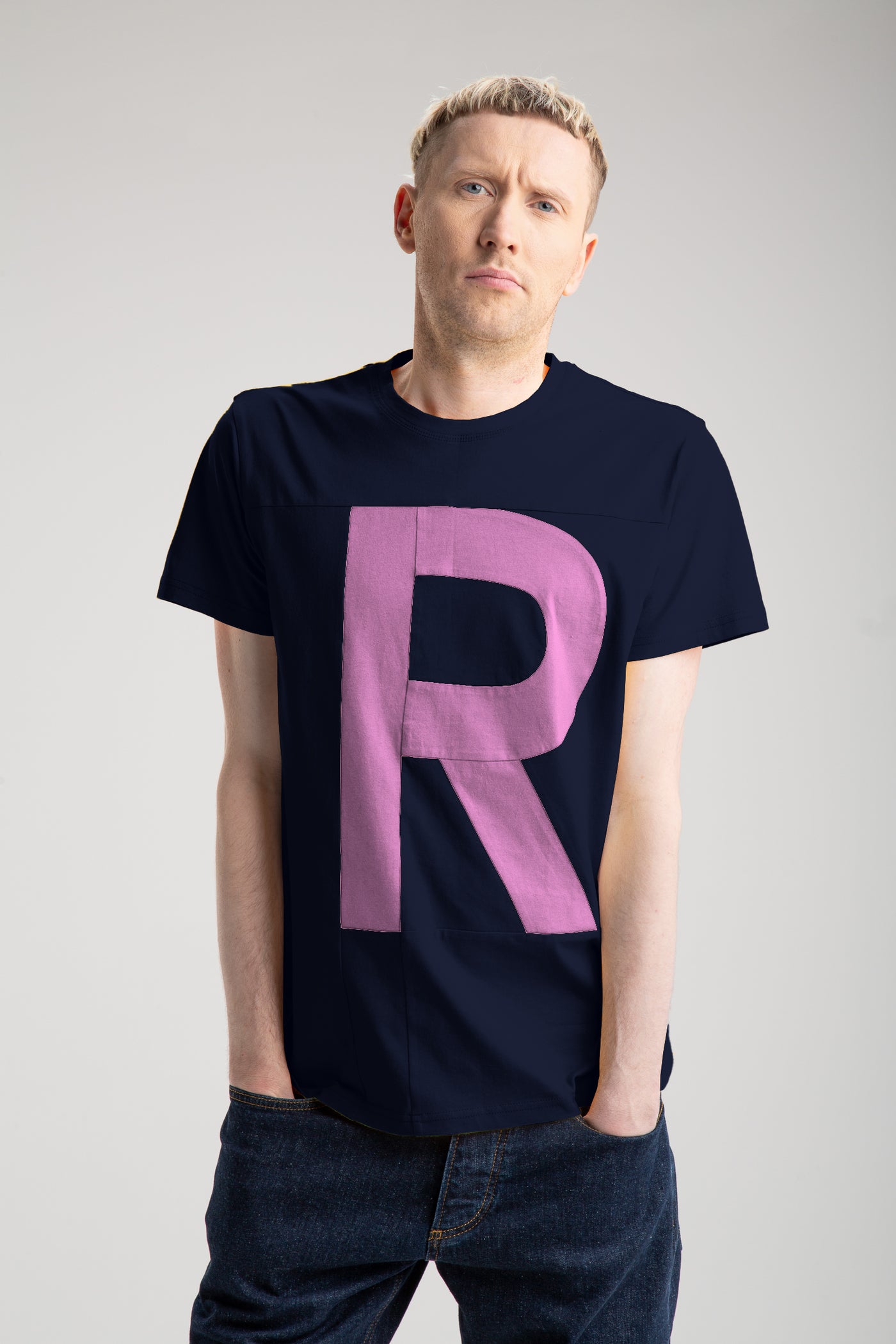 Meeste up-shirt, R motiiviga | Sinine, roosa