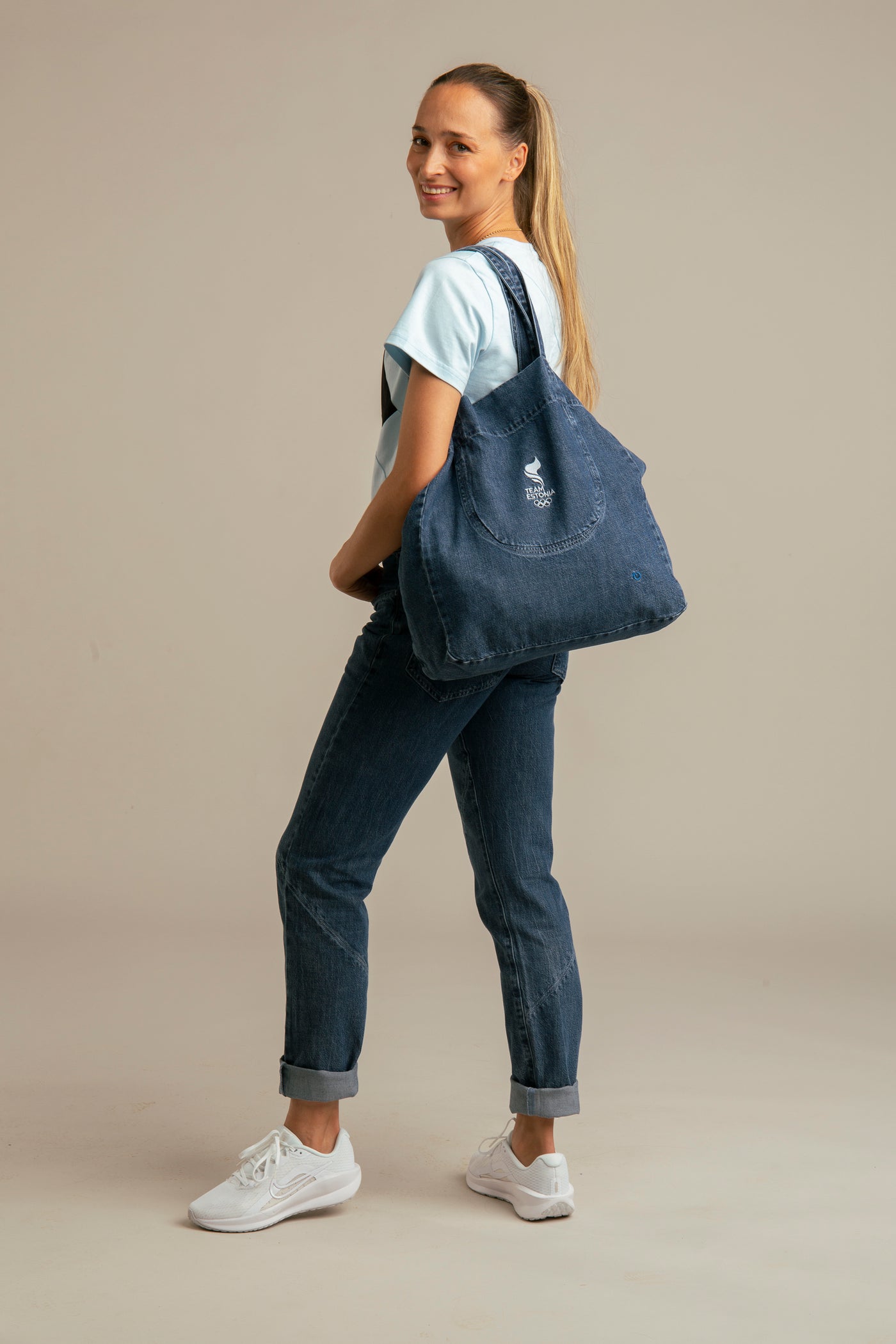 Recycled denim tote bag | Blue, Team Estonia
