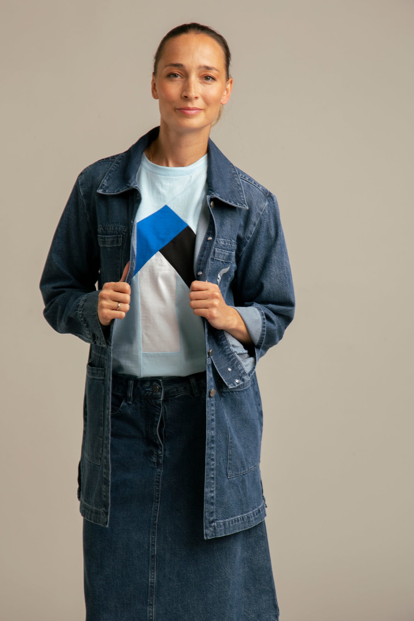 Ümbertöödeldud kangast naiste jakk | Sinine, Team Estonia