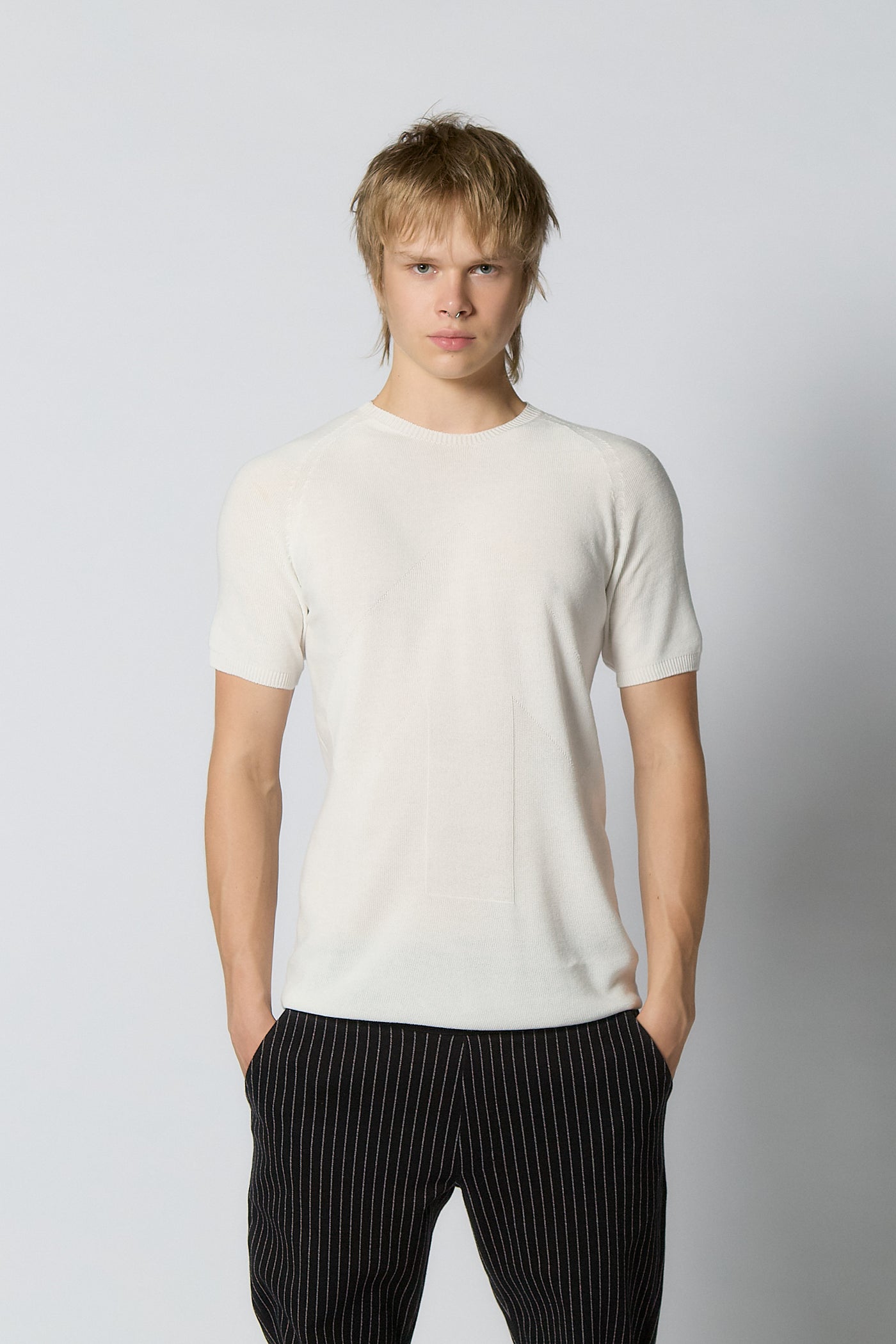 Seamless Knitted T-shirt for Men | White