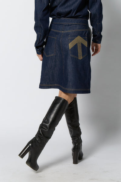 Denim Wrap Skirt | Dark blue