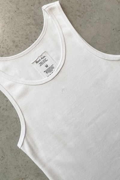 Tank top for men, Basic with arrow embroidery | White, white