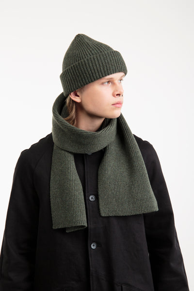 Seamless Unisex Wool Hat & Scarf Set | Green