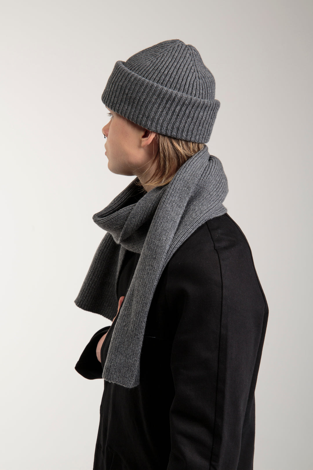 小物 NKNIT wool KNIT muffler cap gray Seamless Unisex Wool Hat & Scarf Set | Grey – Reet Aus
