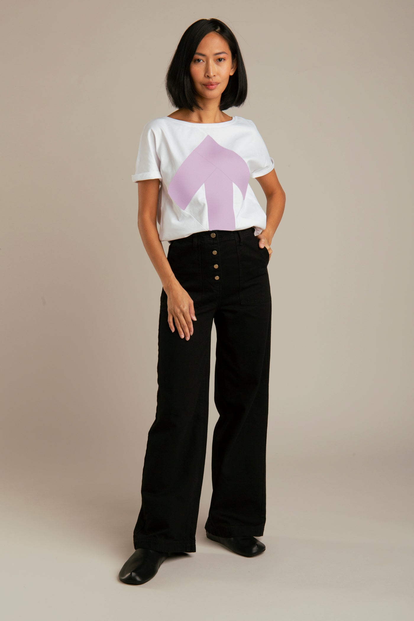 Naiste up-shirt | Valge, lavendel