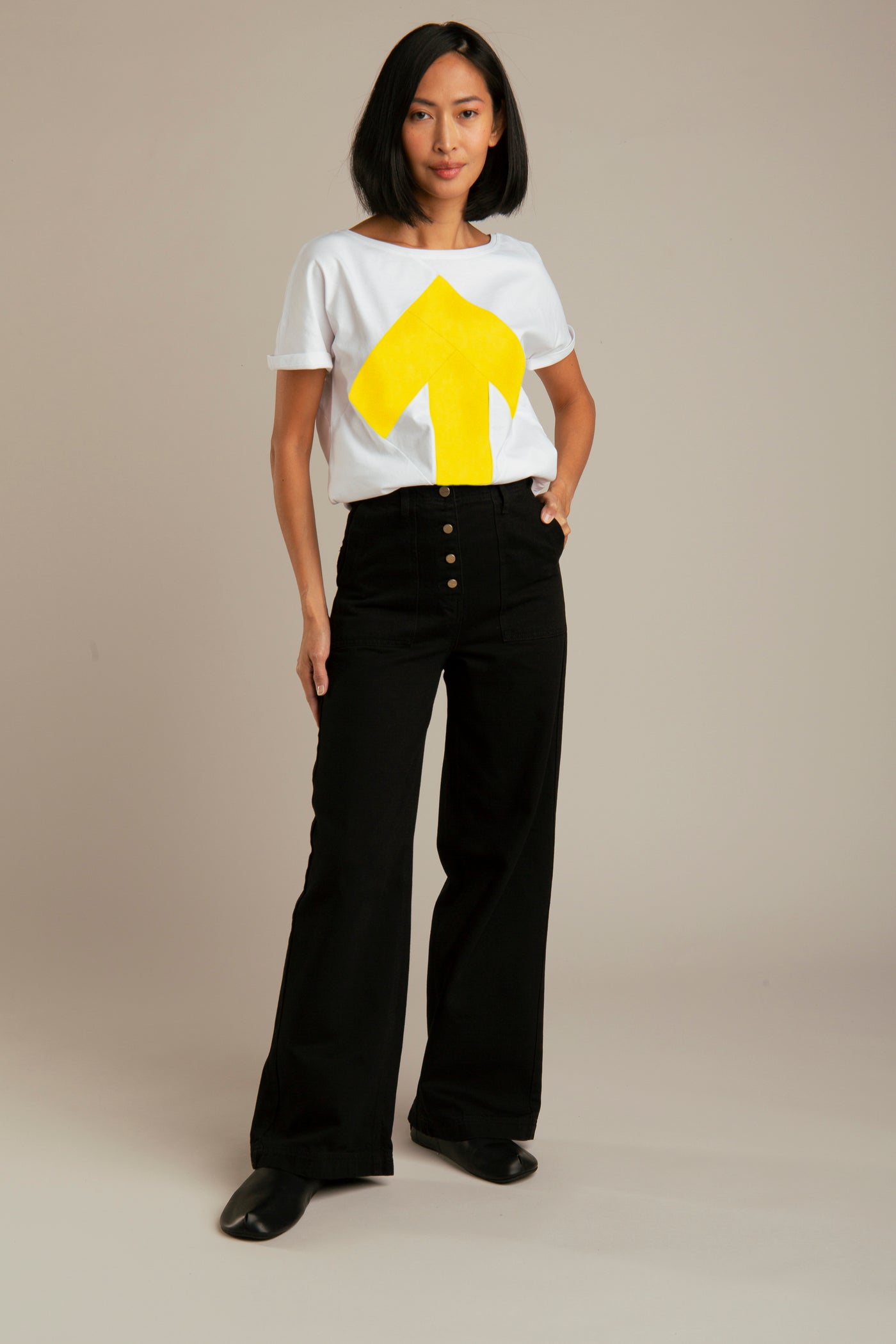 Up-Shirt für Damen | Weiß, Gelb