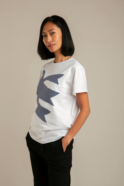 Naiste up-shirt, Tuvi motiiv | Valge, udusinine
