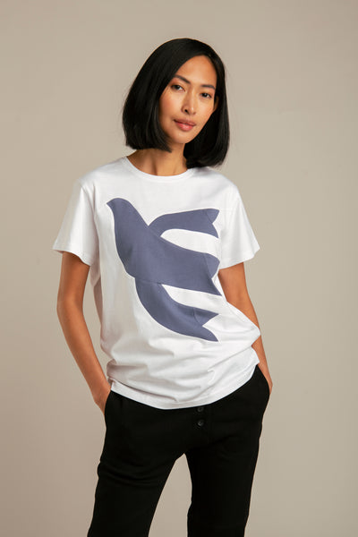 Up-Shirt für Damen, Taube Motiv | Weiß