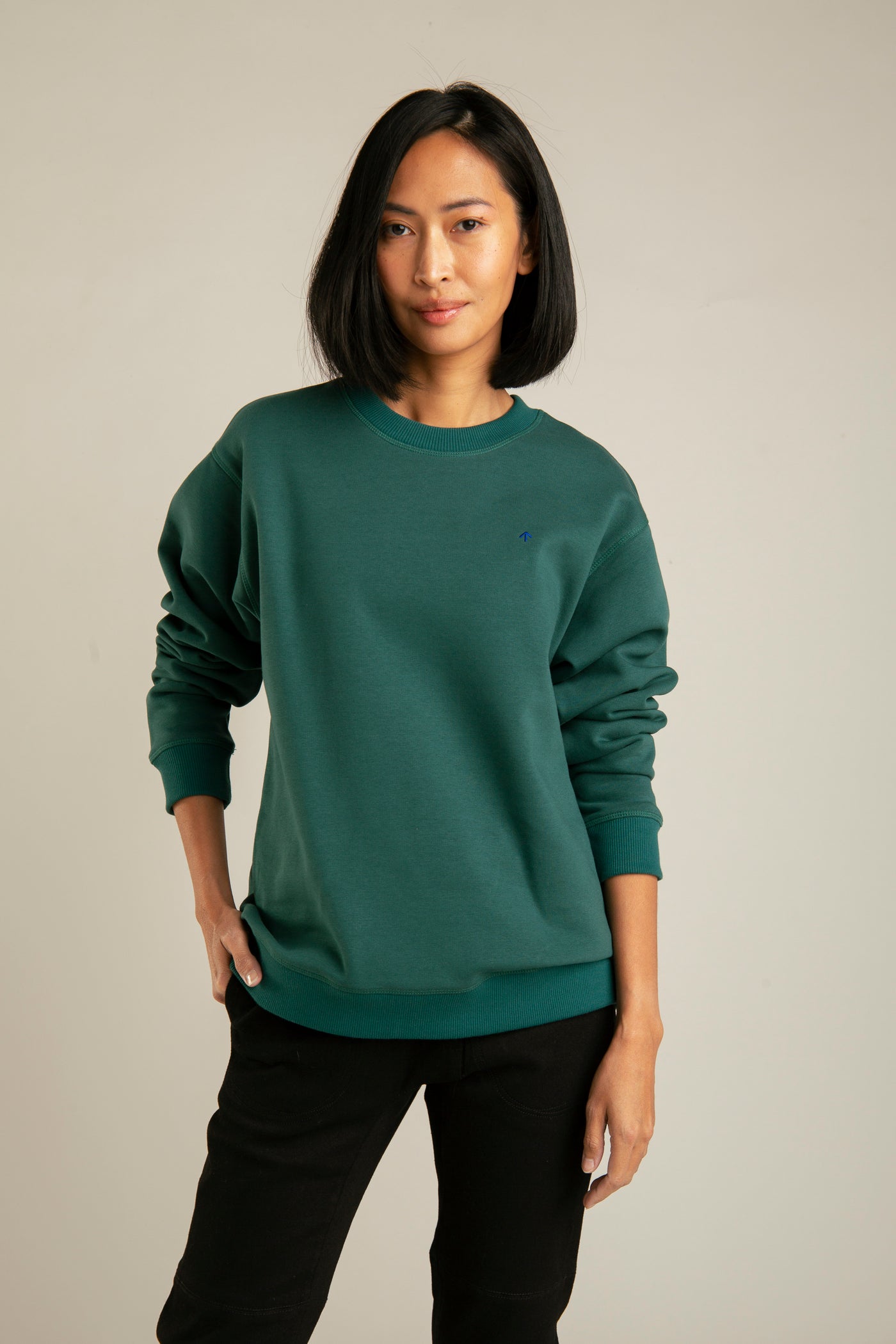 Basic sweatshirt with arrow embroidery for women | Green