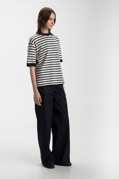 Oversized T-shirt for women I Navy blue, white