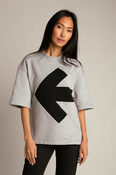 Women's Oversized T-Shirt with Arrow | Grey, black