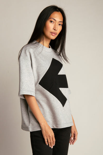 Women's Oversized T-Shirt with Arrow | Grey, black