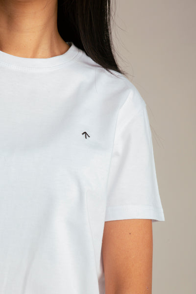 Basic-T-Shirt mit Pfeil-Stickerei für Damen | Weiß