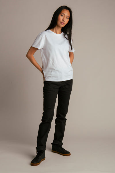Basic T-shirt with arrow embroidery for women | White