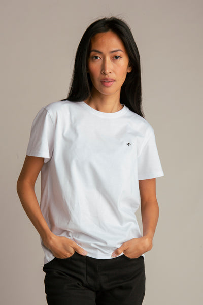 Basic-T-Shirt mit Pfeil-Stickerei für Damen | Weiß