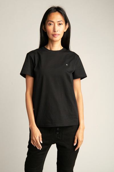 Basic T-shirt with arrow embroidery for women | Black