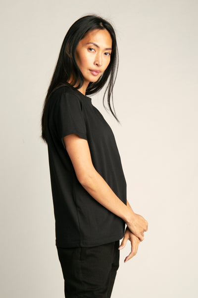Basic-T-Shirt mit Pfeil-Stickerei für Damen | Schwarz