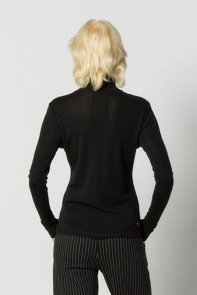 Merino Wool Turtleneck Sweater for Women | Black