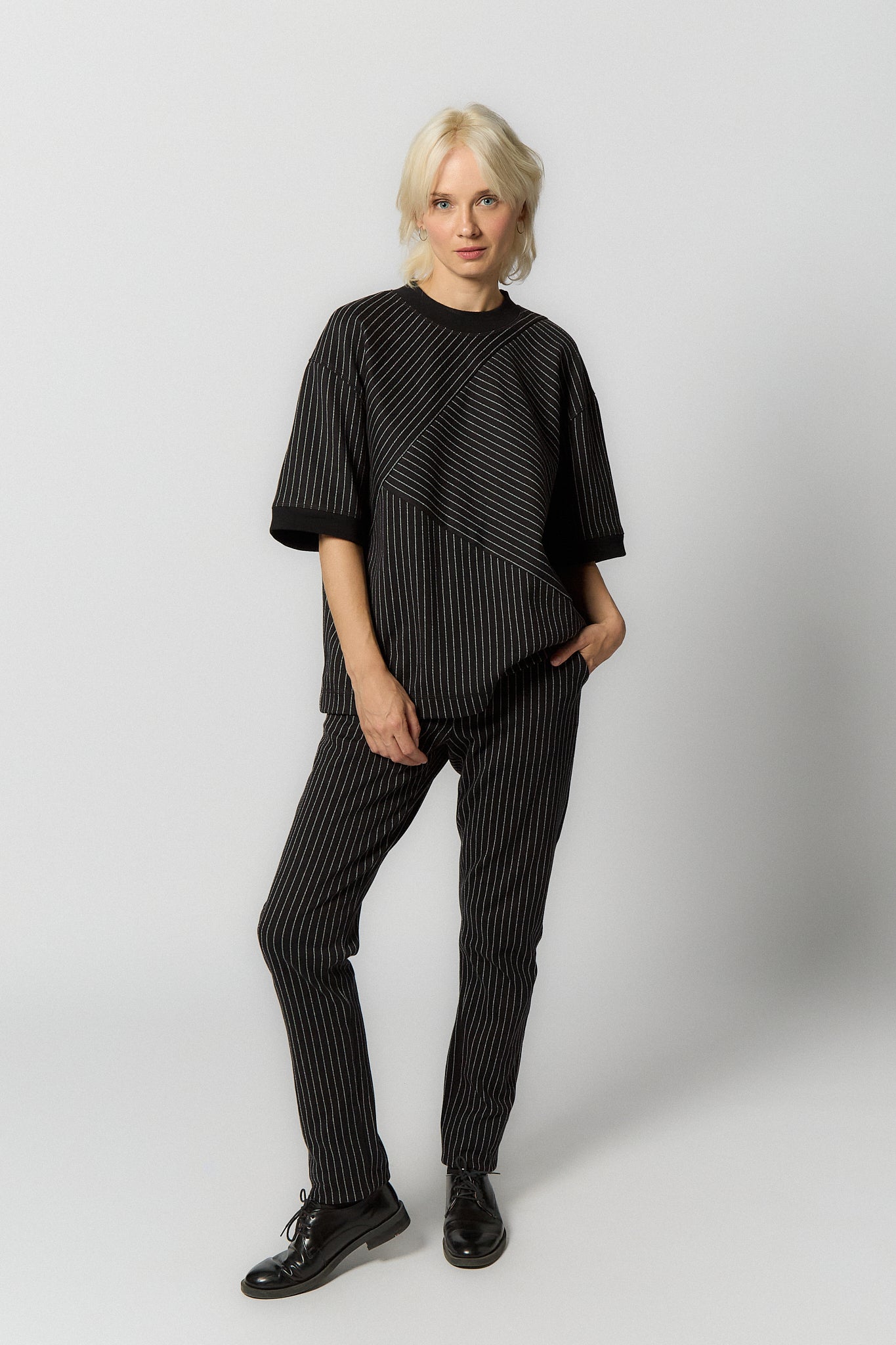 Straight Trousers for Women | Black-White