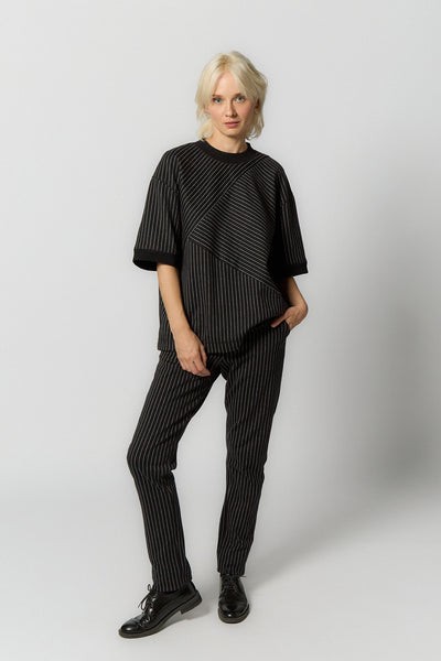 Straight Trousers for Women | Black-White