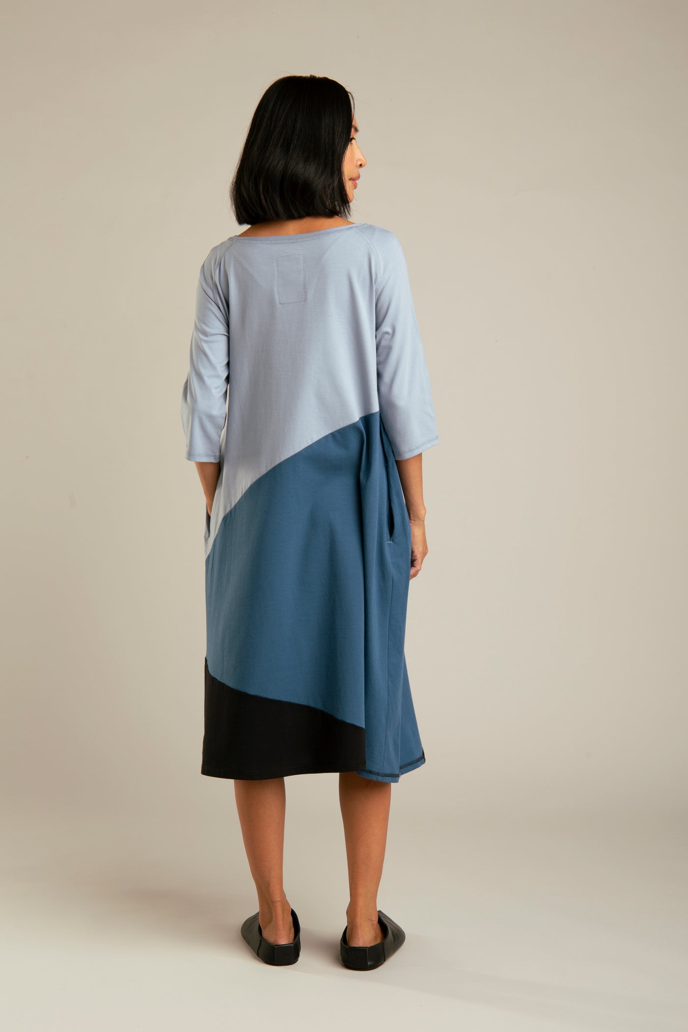 A-line Shirtdress | Light blue, dark blue
