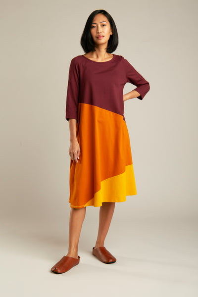 A-Linien-Hemdkleid | Lila, orange, gelb