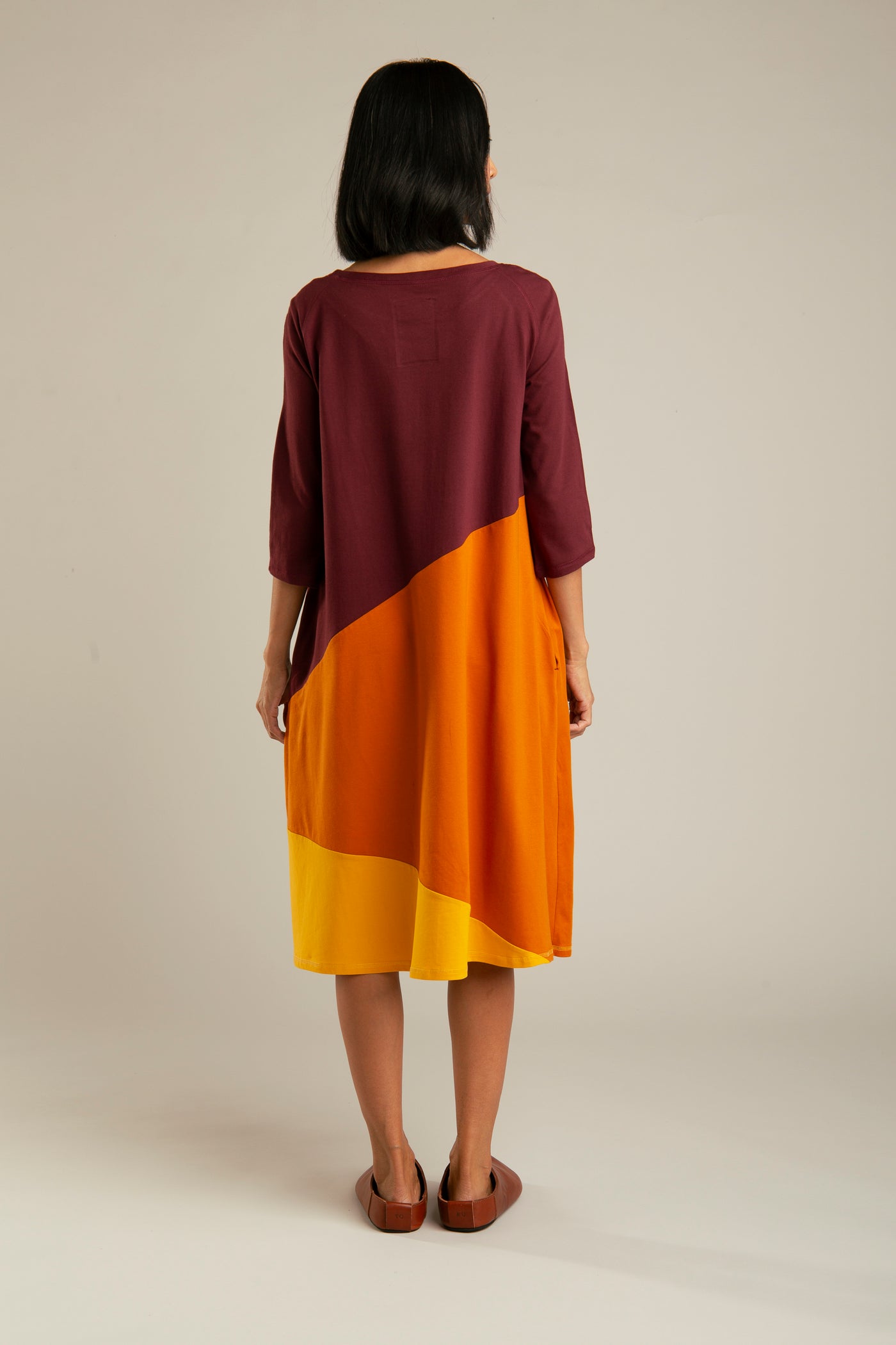 A-line Shirtdress | Purple, orange, yellow