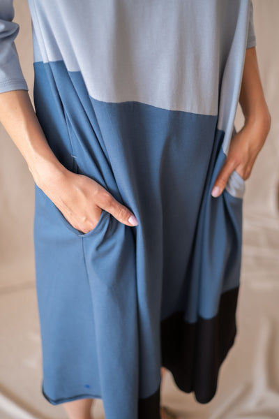 A-line Shirtdress | Light blue, dark blue