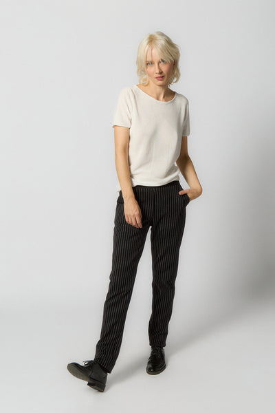 Straight Trousers for Women | Black-White