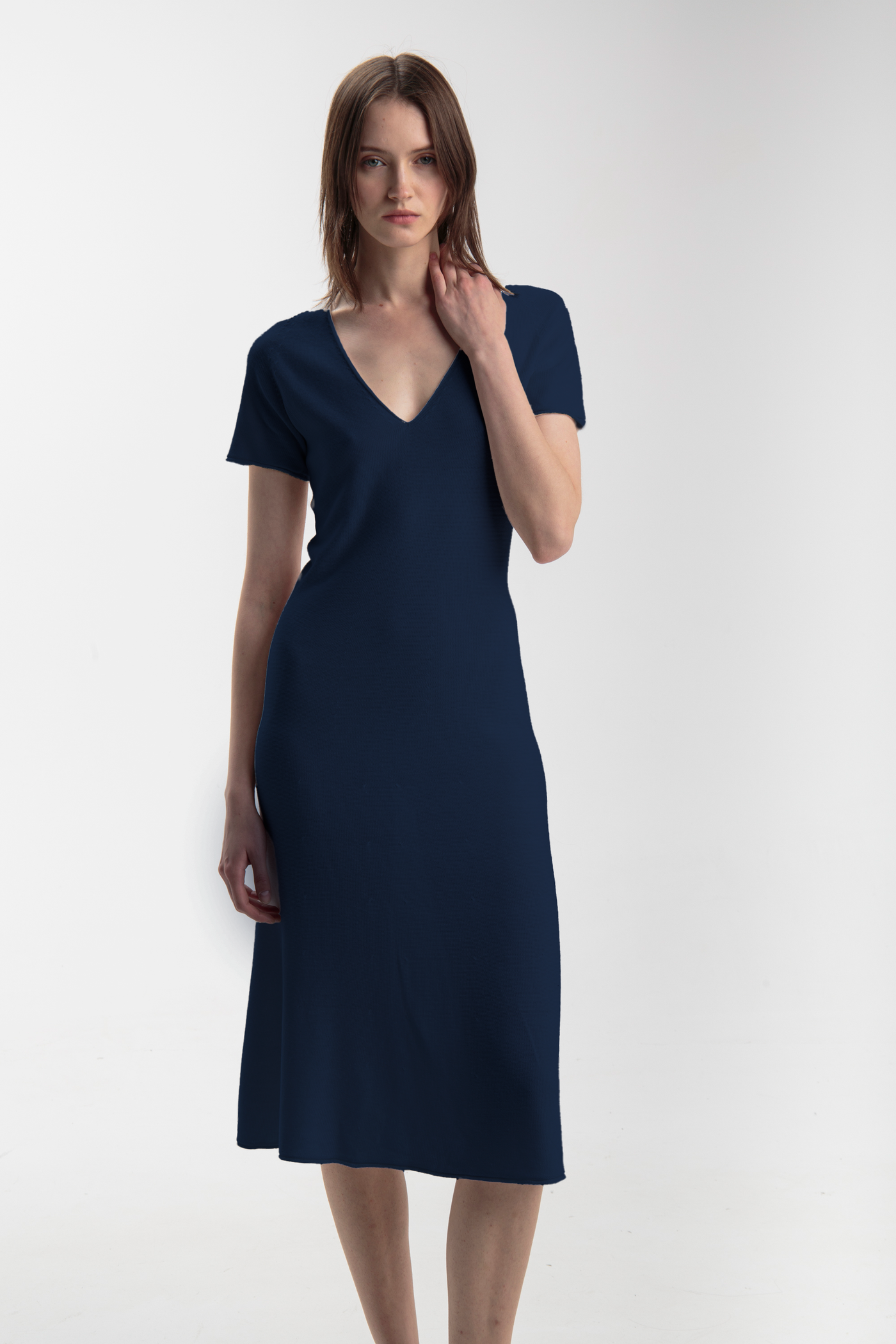 Seamless knitted dress | Dark blue
