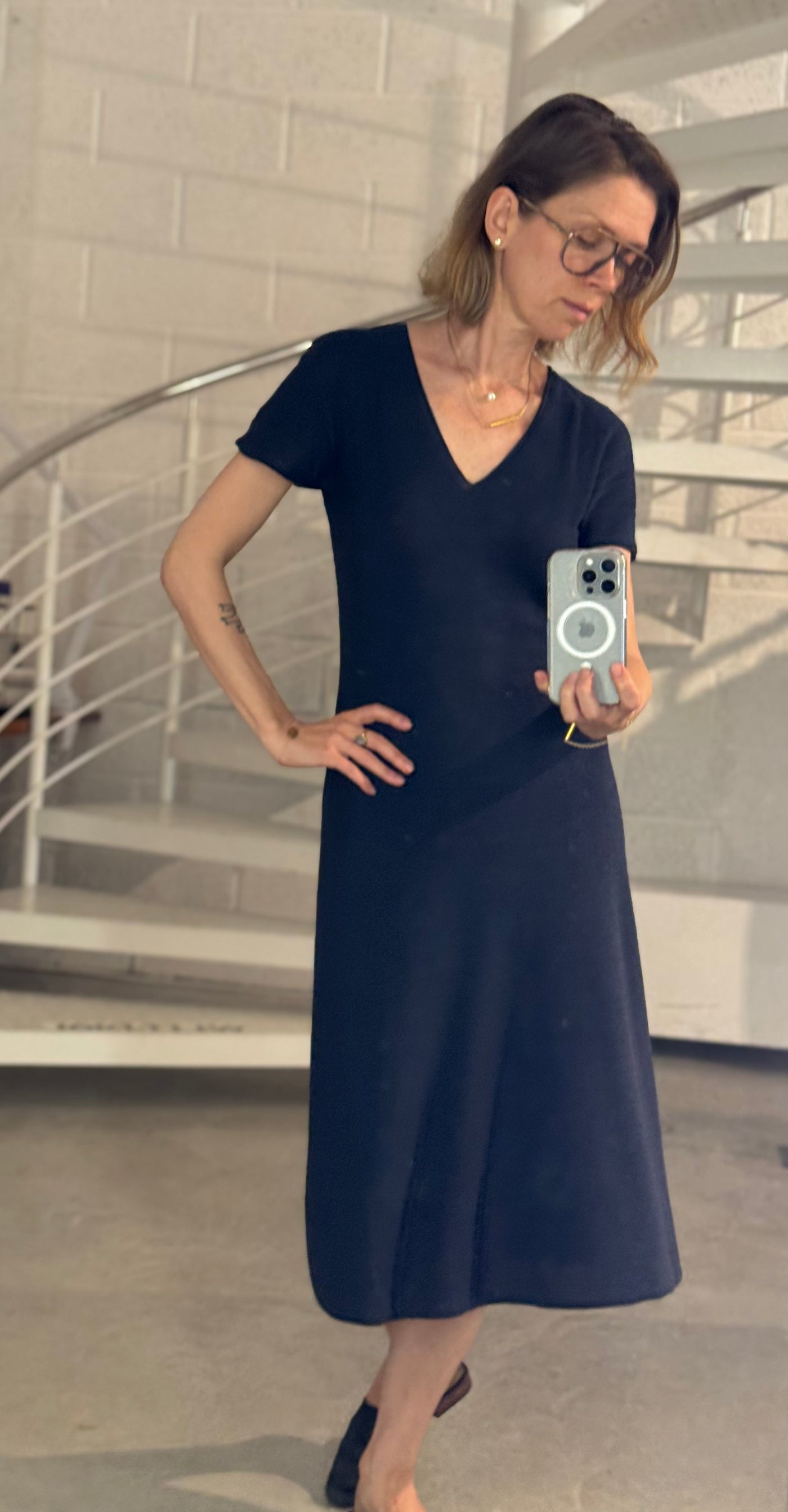 Seamless knitted dress | Dark blue