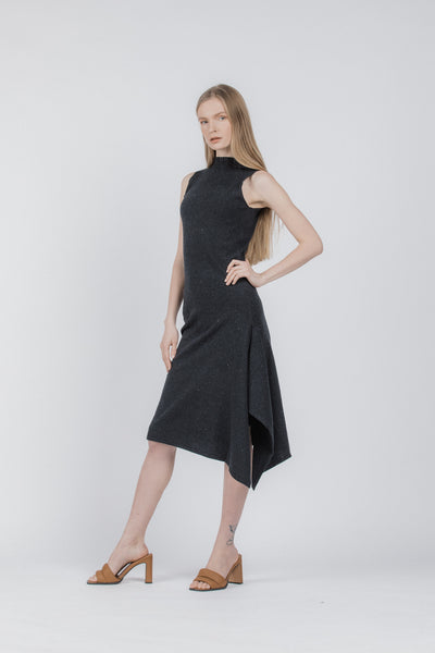 Knitted dress from recycled denim I Black