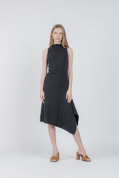 Knitted dress from recycled denim I Black